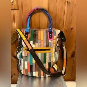Vintage | Bags | Vintage Leather Multicolor Floral And 
